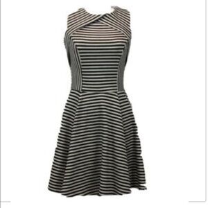 ASOS Black & Cream,Fit N Flare Striped Dress D52